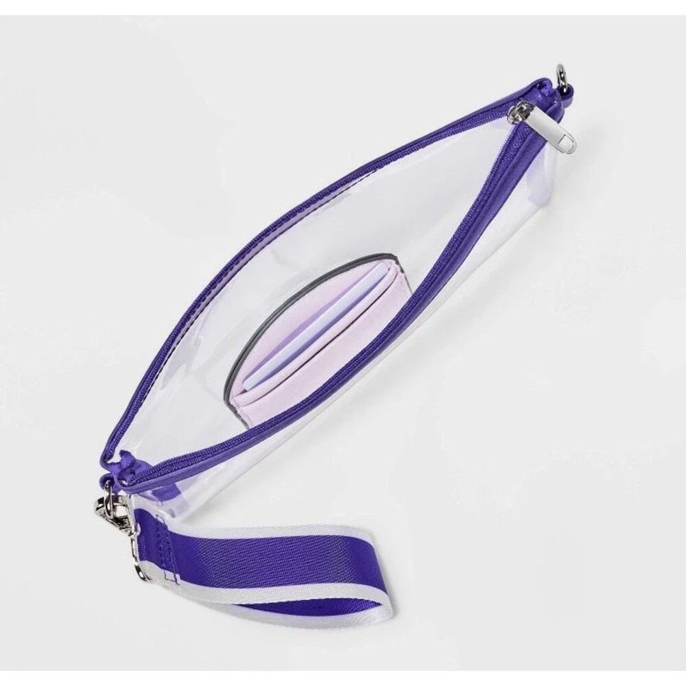Game Day Clear Wristlet Clutch Wild Fable Purple
